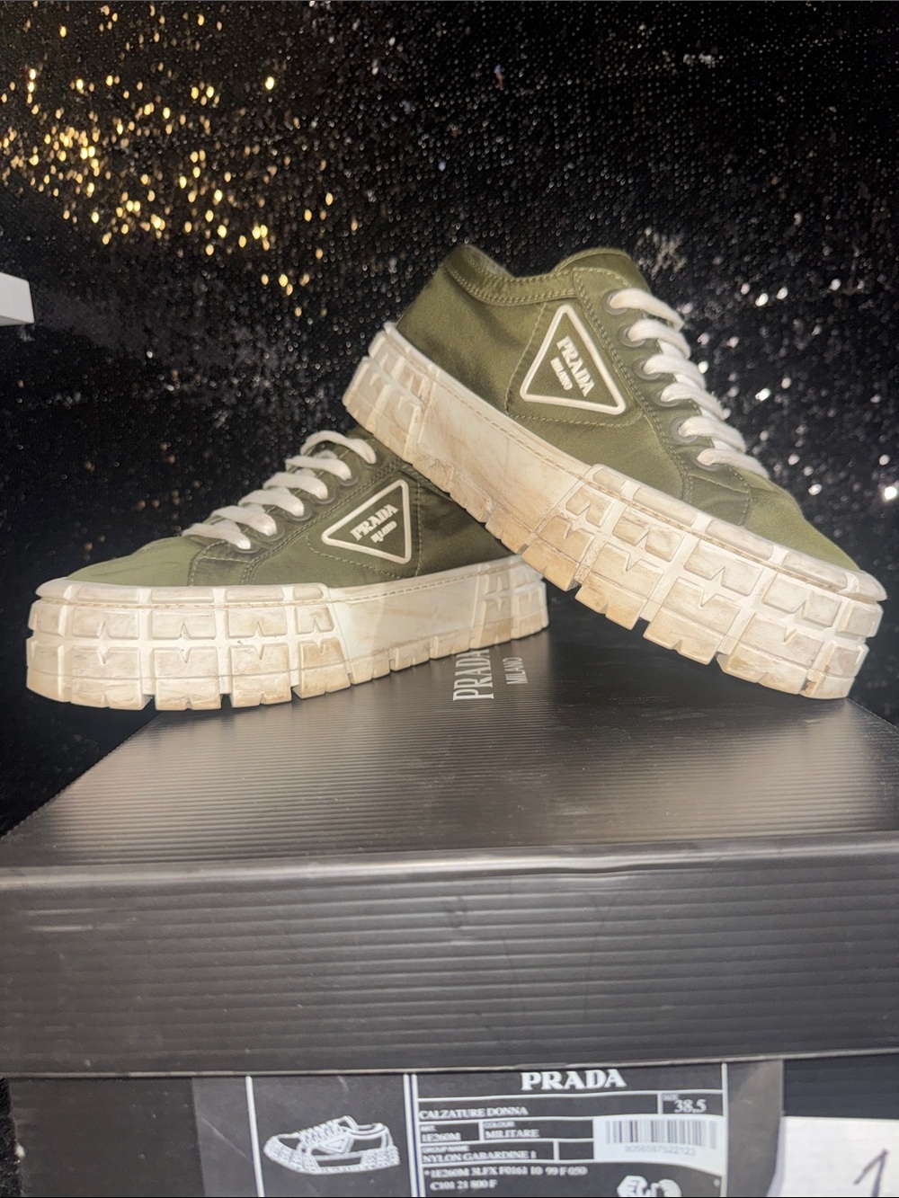 Prada- Double Wheel nylon gabardine sneakers